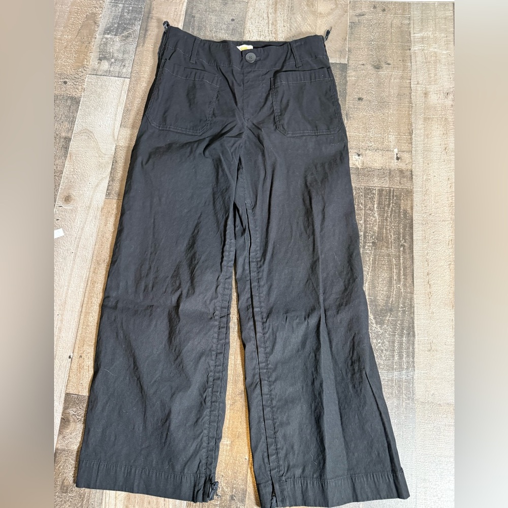 Maeve Colette‎ Adaptive Cropped Wide Leg Pants Black Side Zip Anthro Size 27
